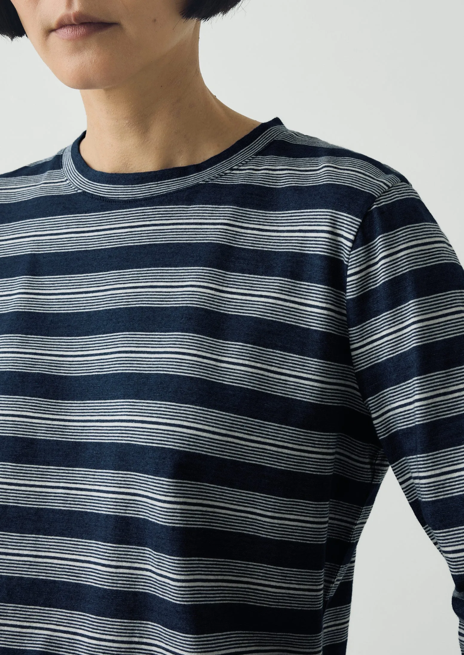 Stripe Crew Neck Tee | Indigo/Ecru sold by TOAST product image thumbnail 3