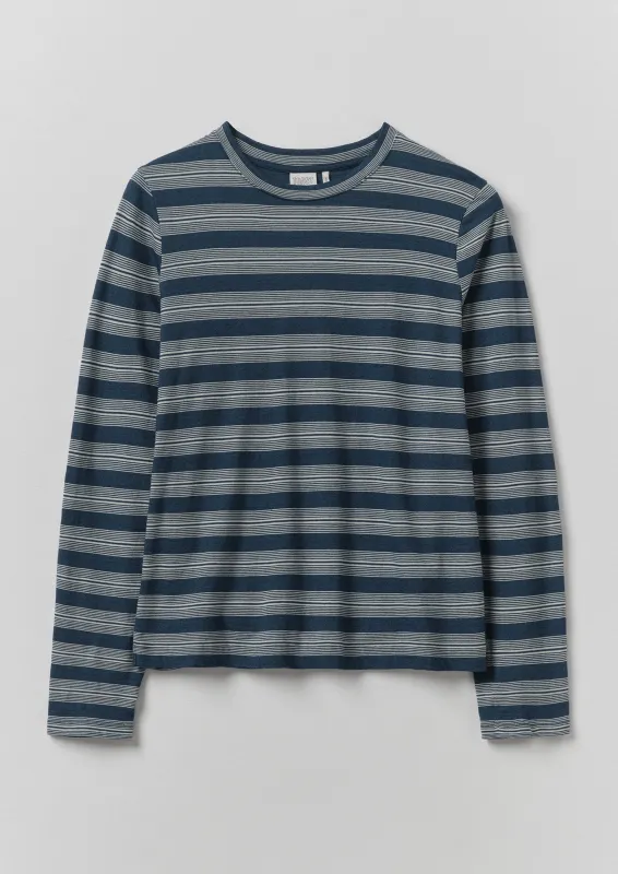 Stripe Crew Neck Tee | Indigo/Ecru made by TOAST