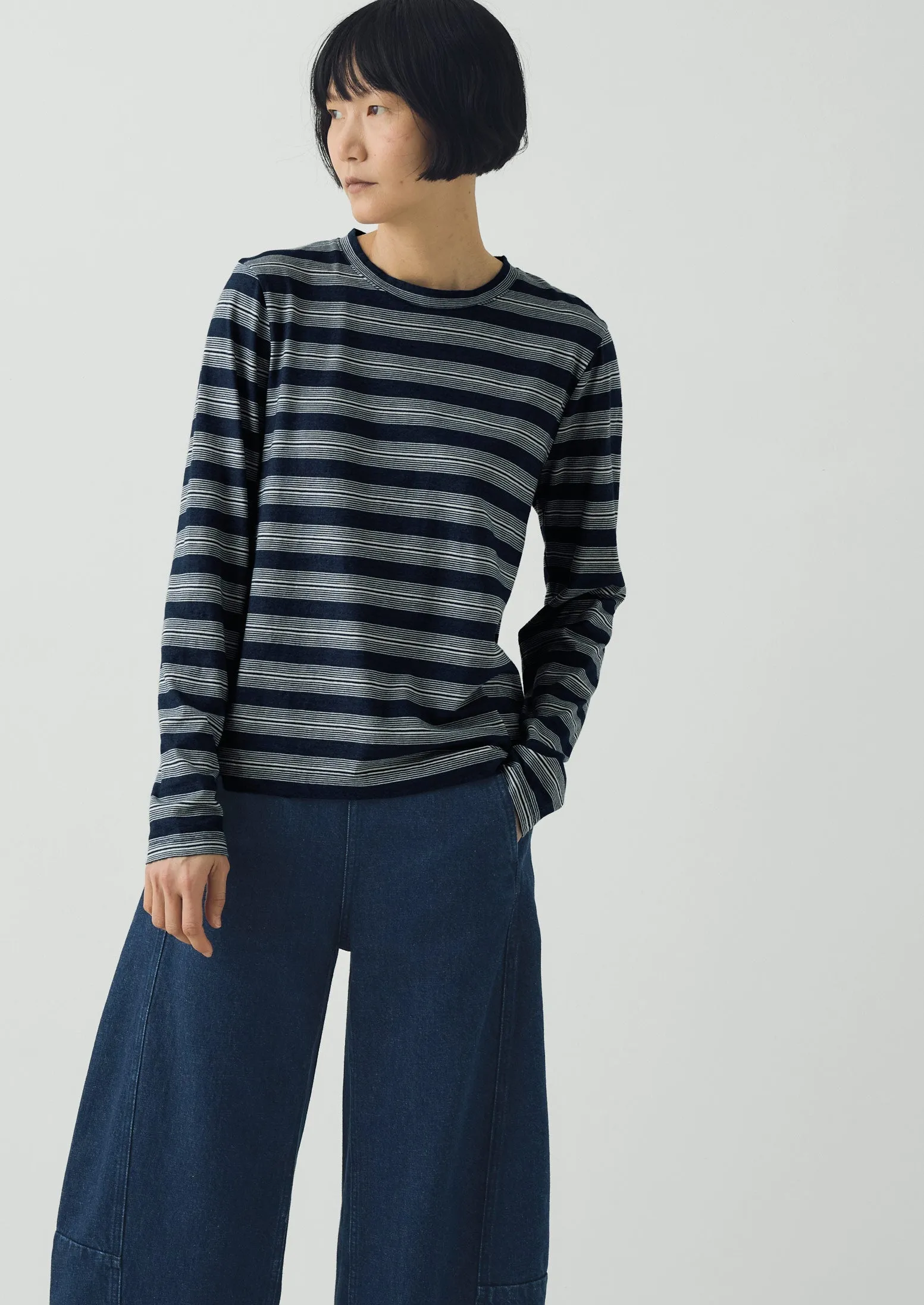 Stripe Crew Neck Tee | Indigo/Ecru sold by TOAST product image thumbnail 5