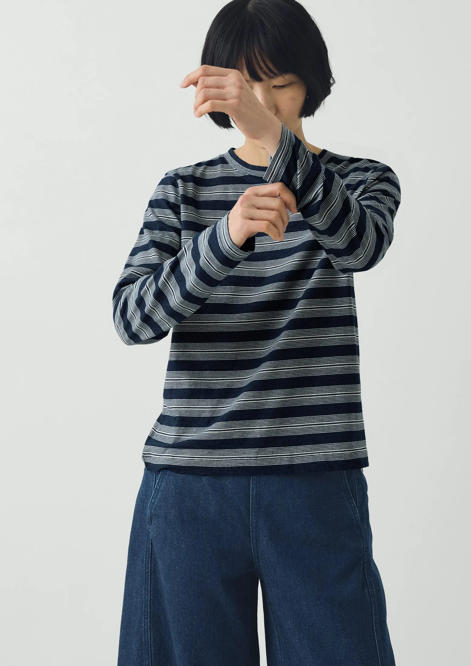 Stripe Crew Neck Tee | Indigo/Ecru sold by TOAST product image thumbnail 2