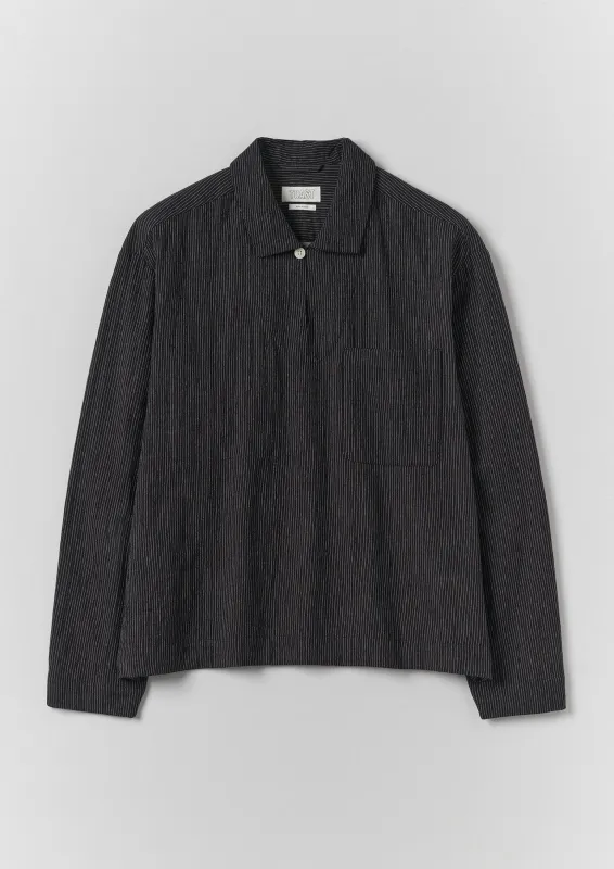 Fine Stripe Crinkle Cotton Smock Top | Earth/Ecru made by TOAST
