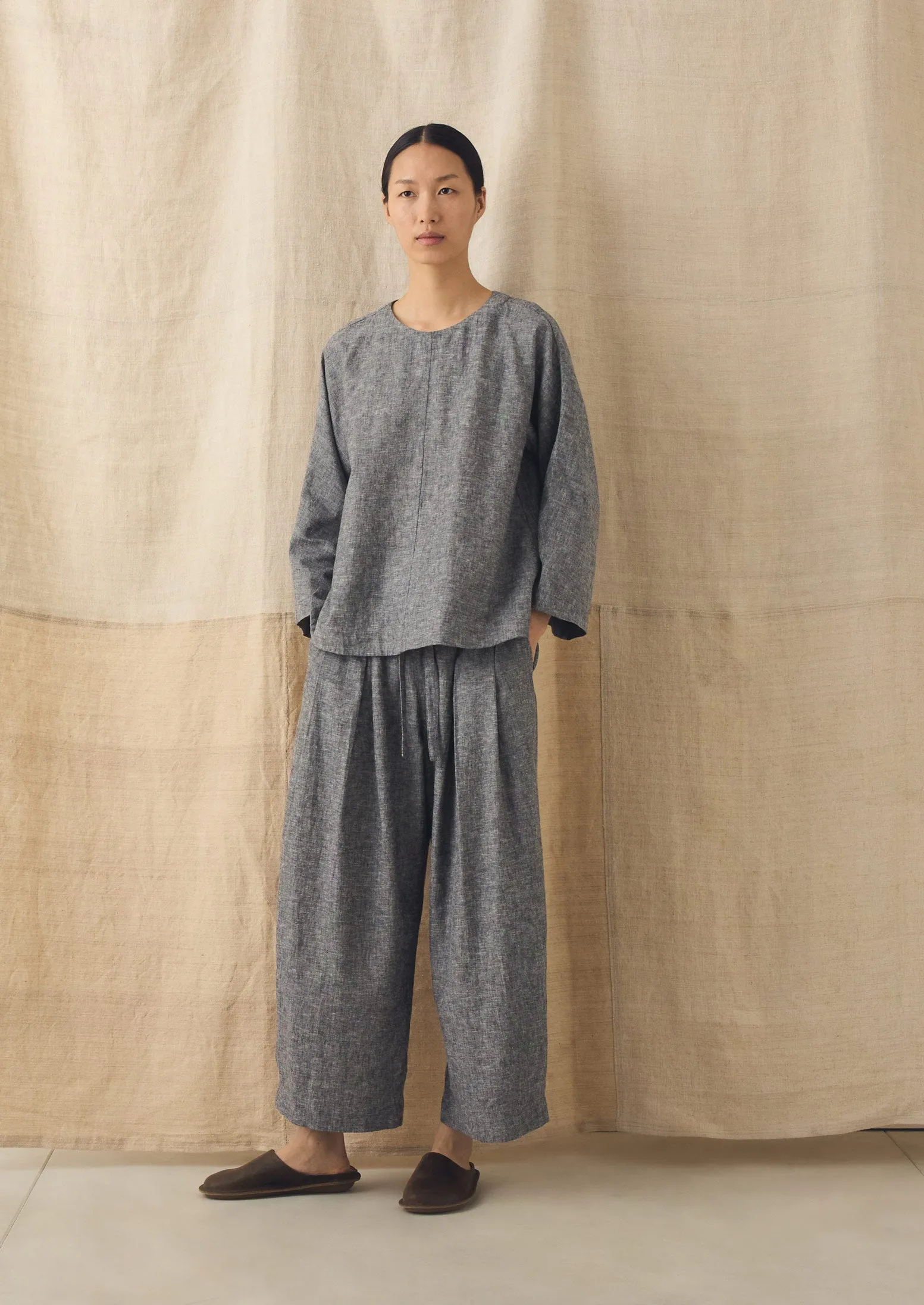 A Line Linen Cotton Top | Soft Charcoal sold by TOAST product image thumbnail 4