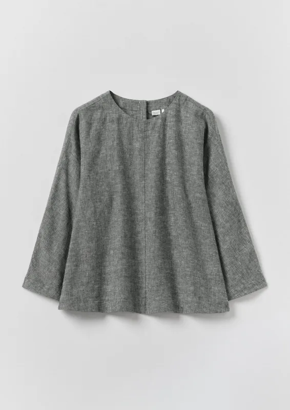 A Line Linen Cotton Top | Soft Charcoal made by TOAST