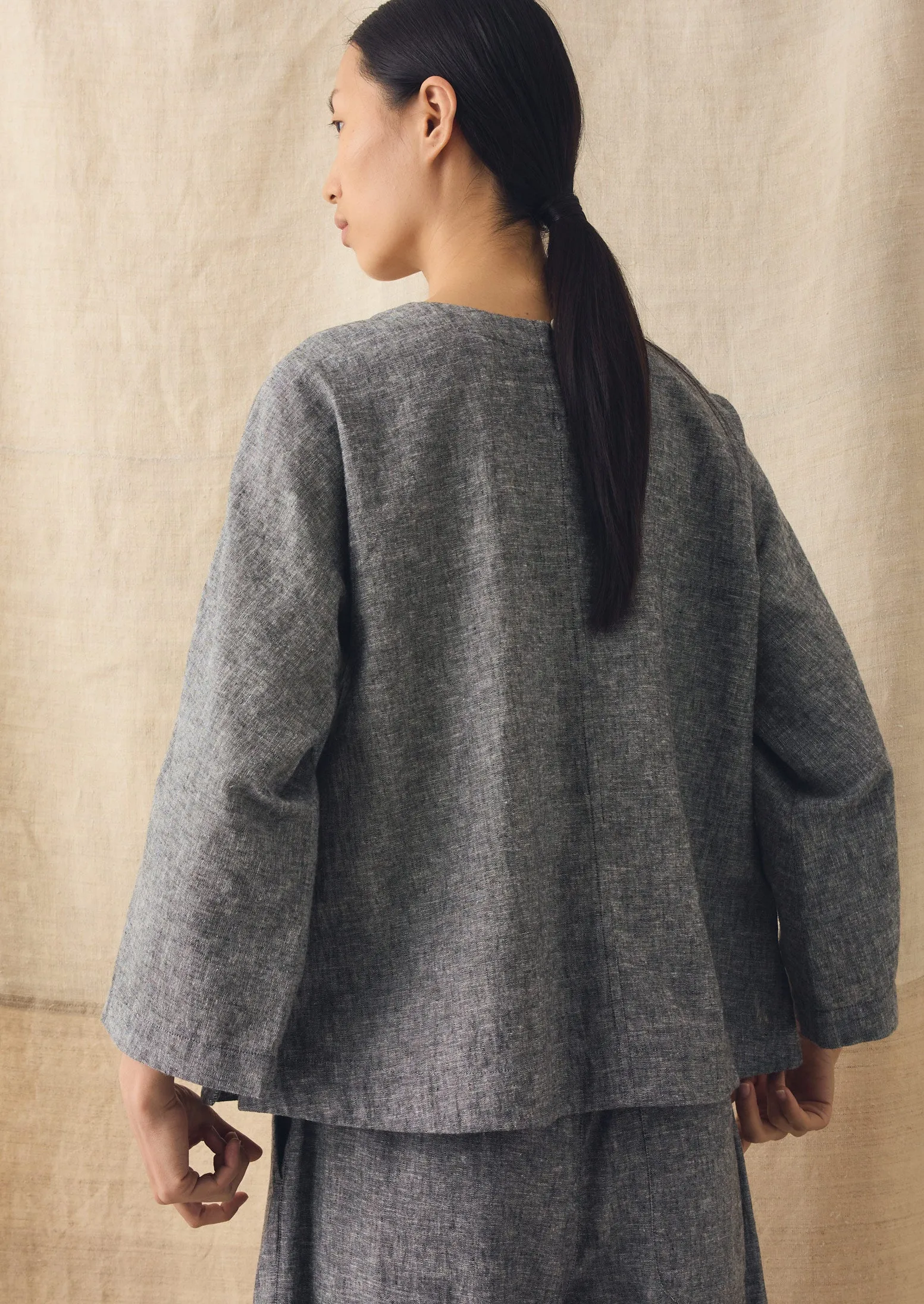 A Line Linen Cotton Top | Soft Charcoal sold by TOAST product image thumbnail 5