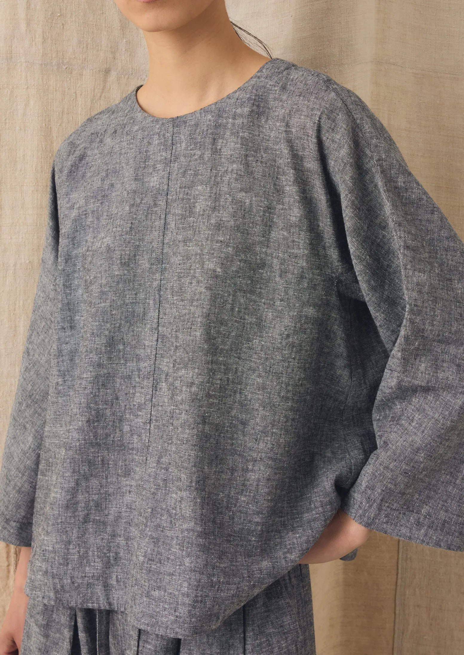 A Line Linen Cotton Top | Soft Charcoal sold by TOAST product image thumbnail 3