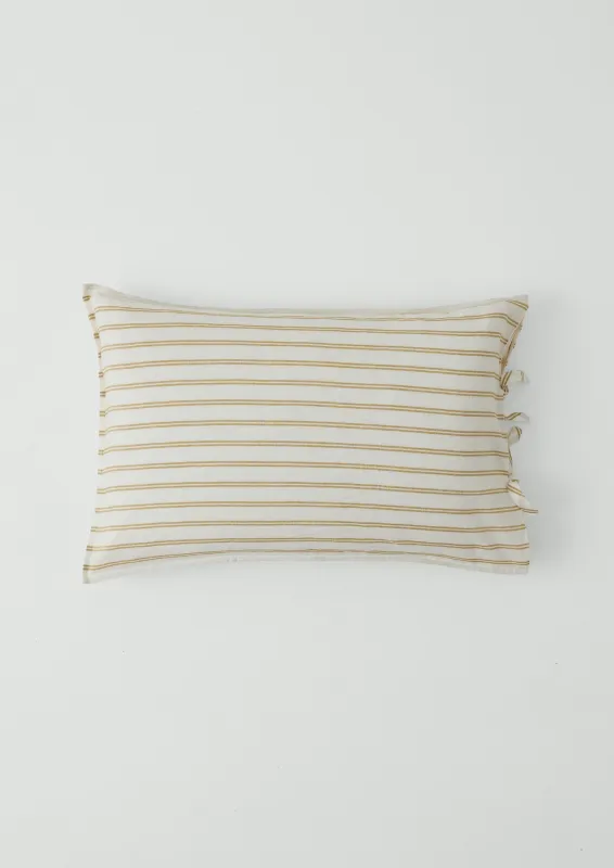 Mina Stripe Linen Cotton Side Tie Pillowcase Set | Ivory/Olive made by TOAST