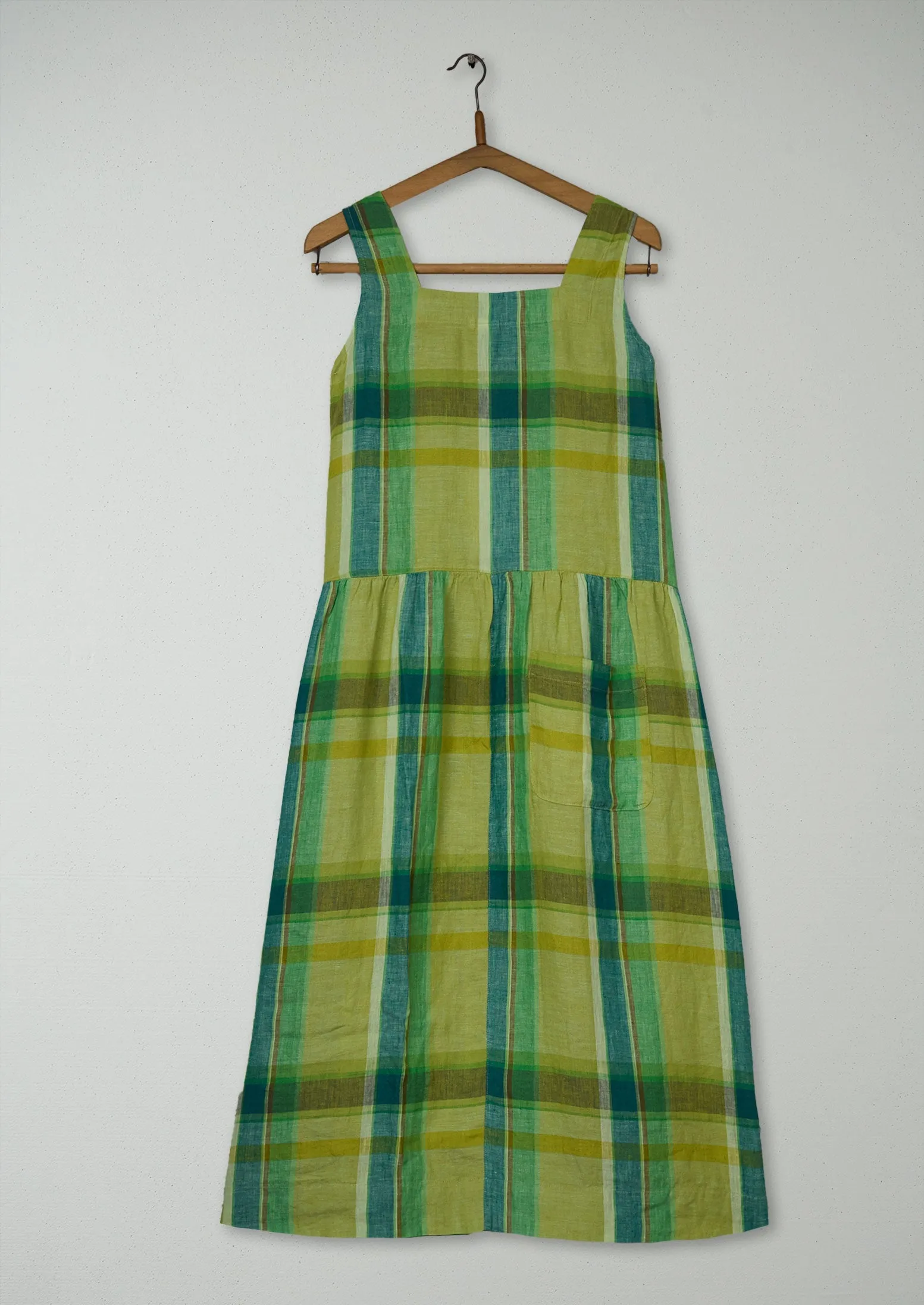 Reworn Check Linen Dropped Waist Dress Size XXS (1983) | Multi sold by TOAST product image thumbnail 2