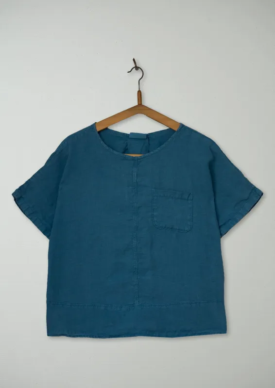 Reworn Washed Linen Tee Size 12 (1136) | Kingfisher made by TOAST