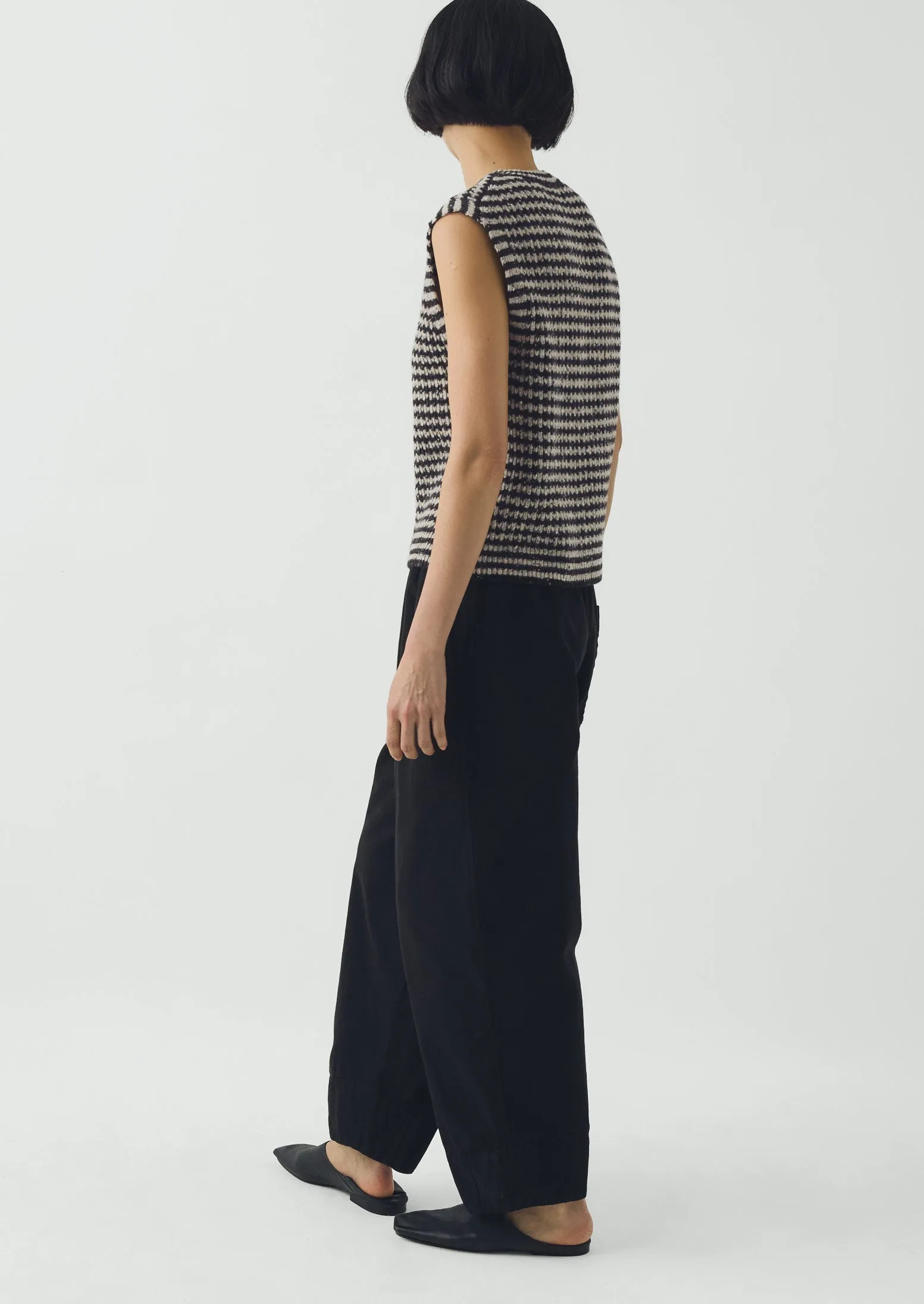 Sculpted Leg Brushed Cotton Canvas Trousers | Black sold by TOAST product image thumbnail 3