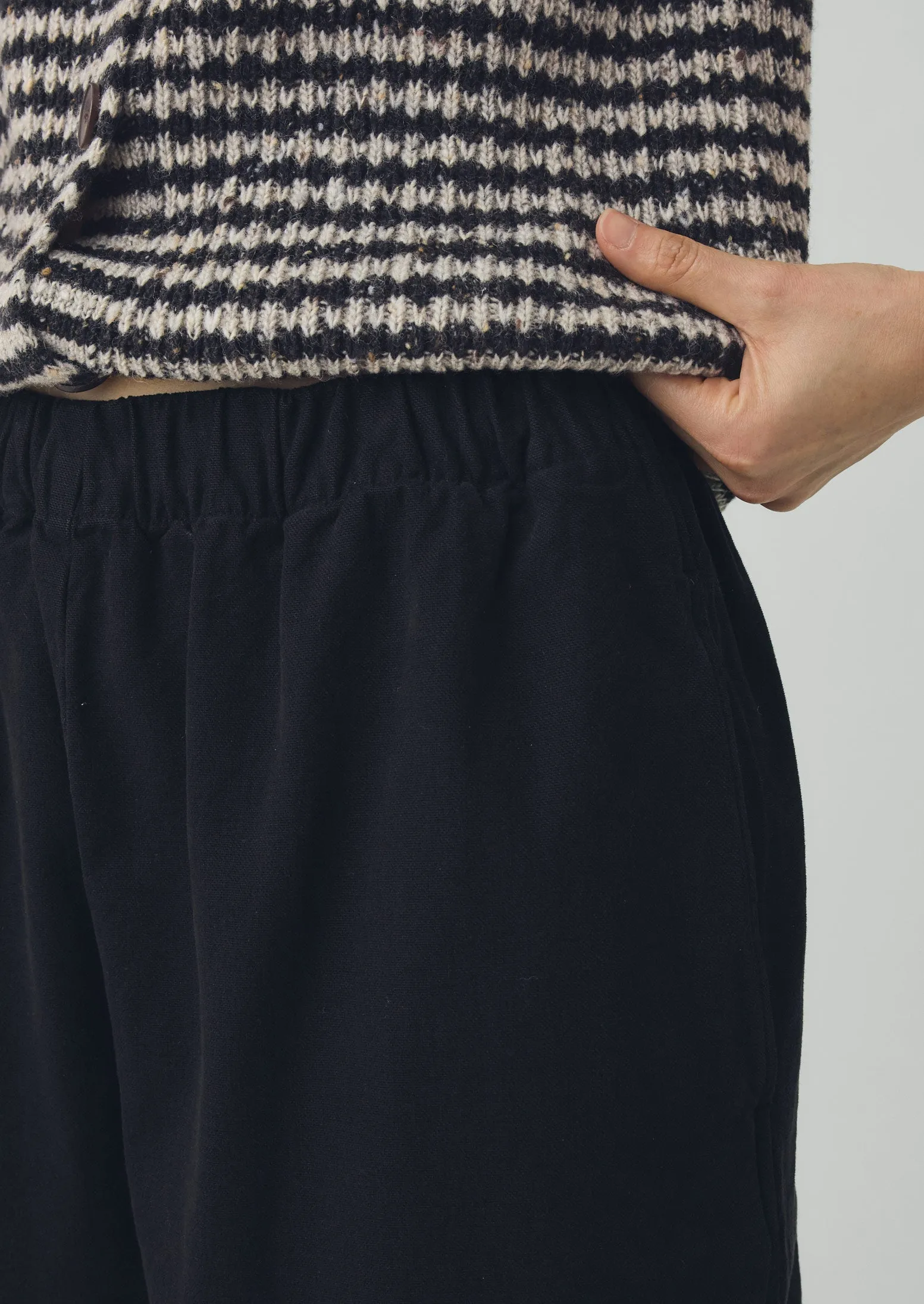 Sculpted Leg Brushed Cotton Canvas Trousers | Black sold by TOAST product image thumbnail 4
