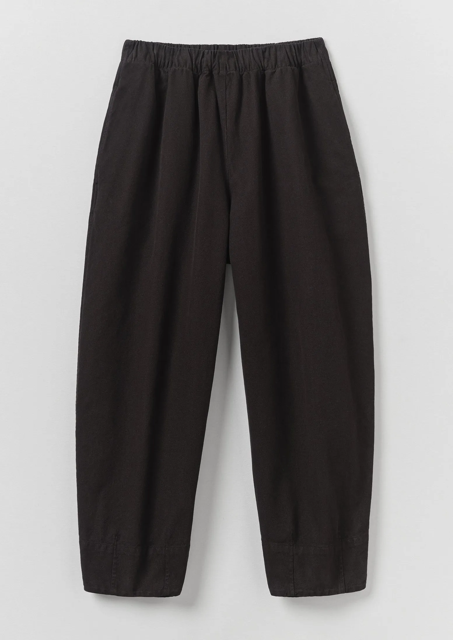 Sculpted Leg Brushed Cotton Canvas Trousers | Black sold by TOAST