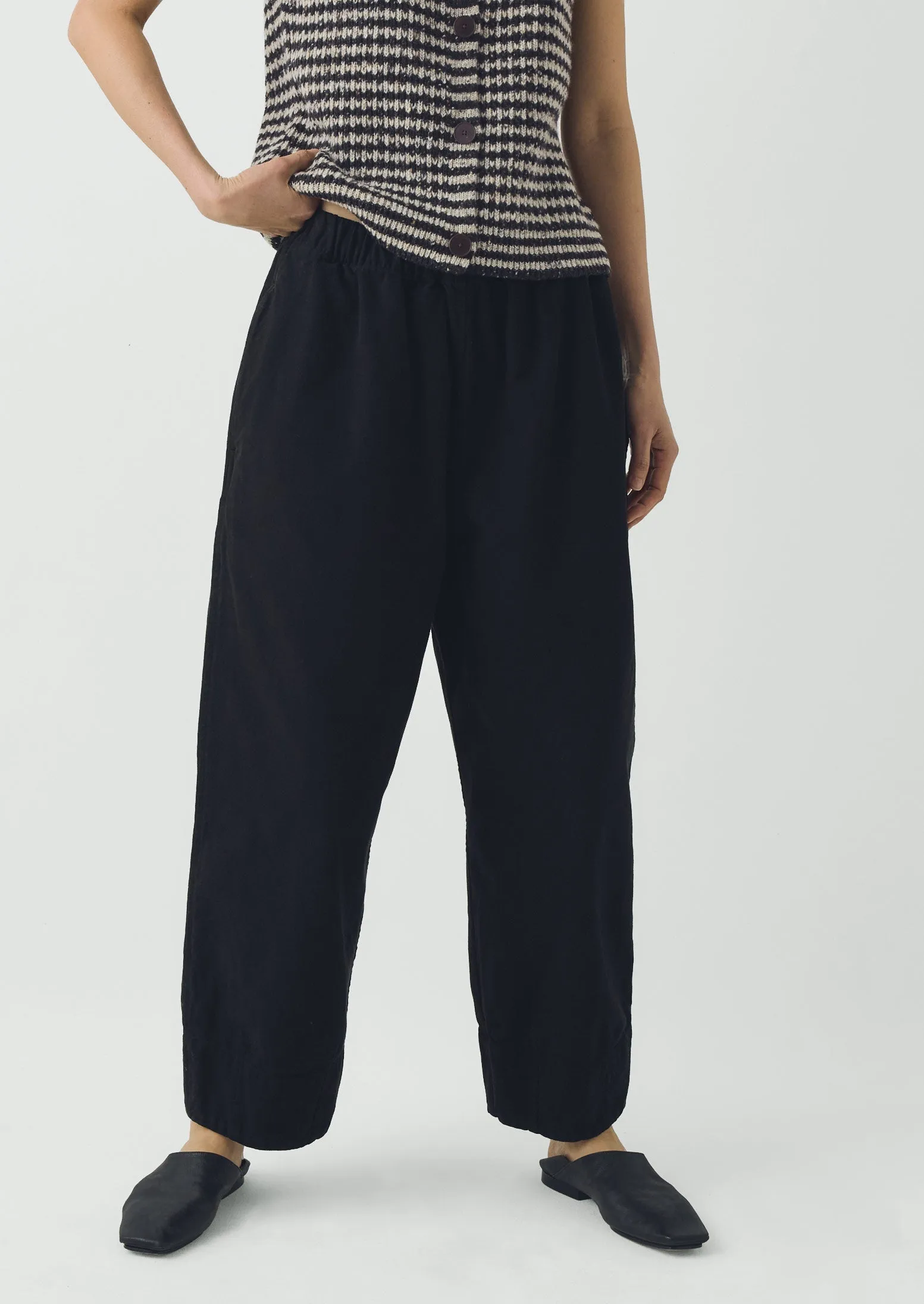 Sculpted Leg Brushed Cotton Canvas Trousers | Black sold by TOAST product image thumbnail 2