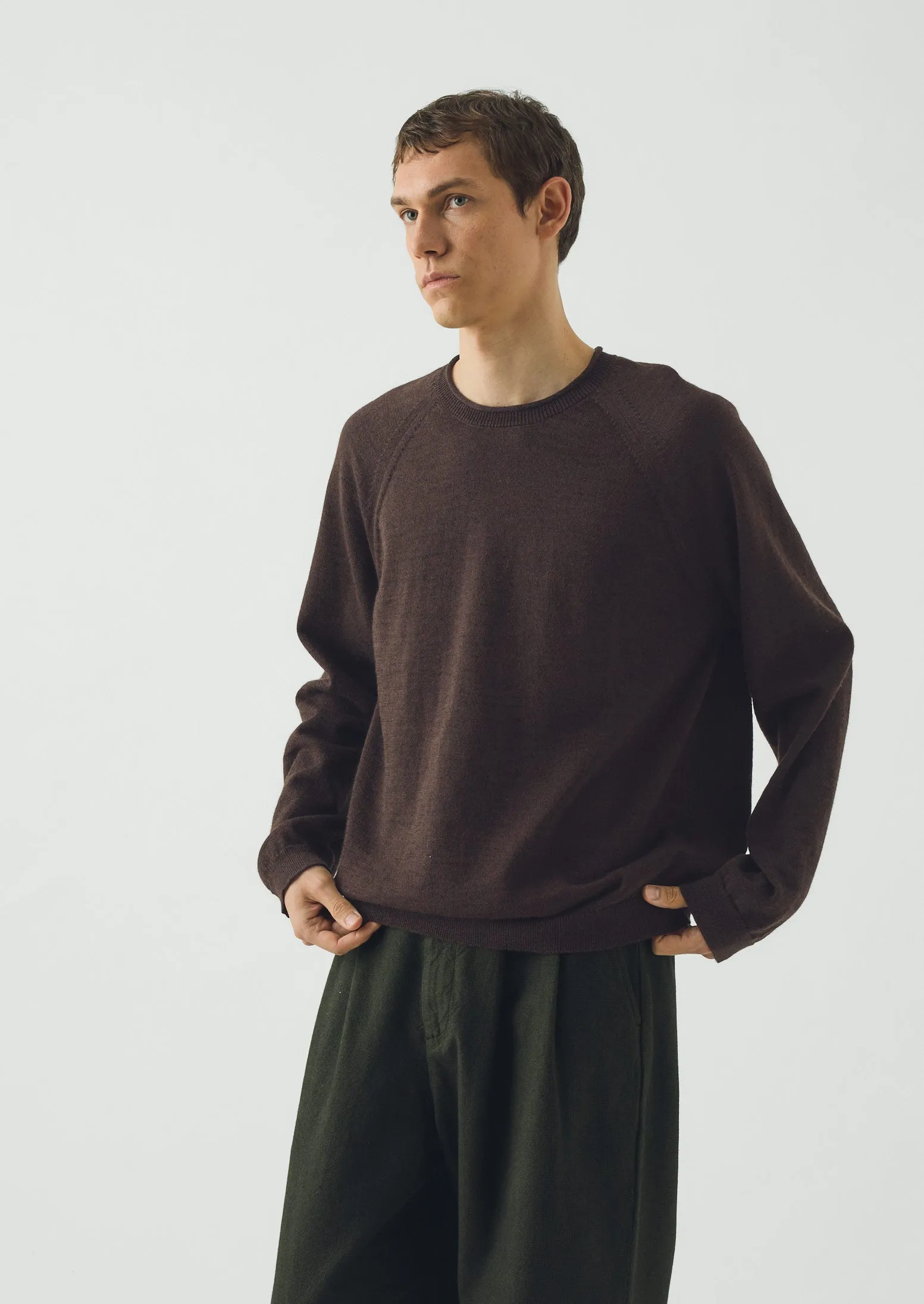 Wool Cotton Raglan Sweater | Dark Chocolate sold by TOAST product image thumbnail 2