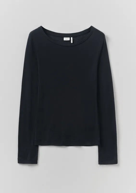Wool Lyocell Scoop Neck Top | Ink made by TOAST