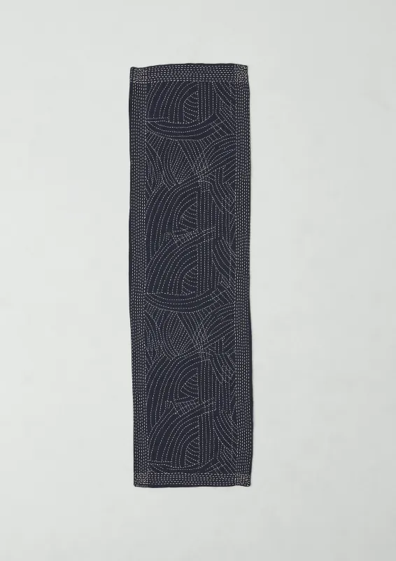 Kantha Embroidered Cotton Scarf | Midnight/Ecru made by TOAST