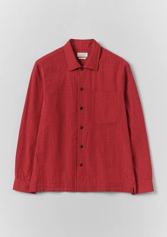 Graph Paper Check Cotton Shirt | Vibrant Red/Slate made by TOAST
