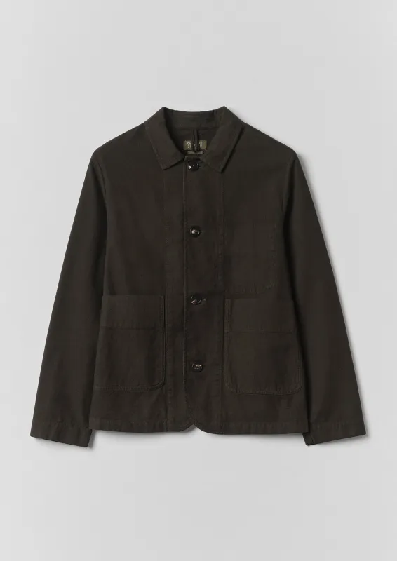 Unstructured Overdyed Micro Houndstooth Jacket | Grey Olive made by TOAST