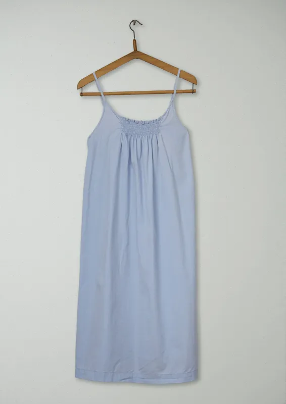 Reworn Cotton Smocked Nightie Size XS (283) | Soft Blue made by TOAST