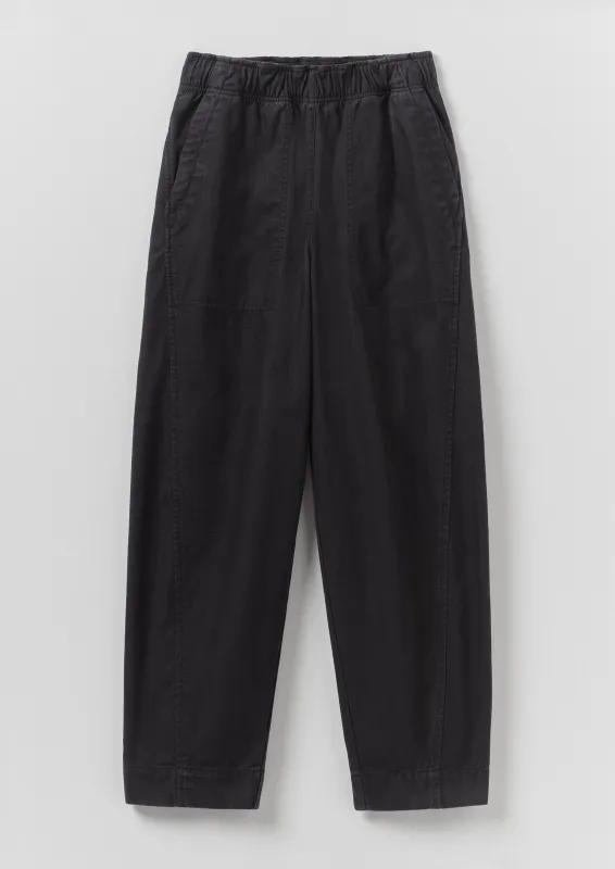 Cotton Twill Pull On Trousers | Blue Black made by TOAST