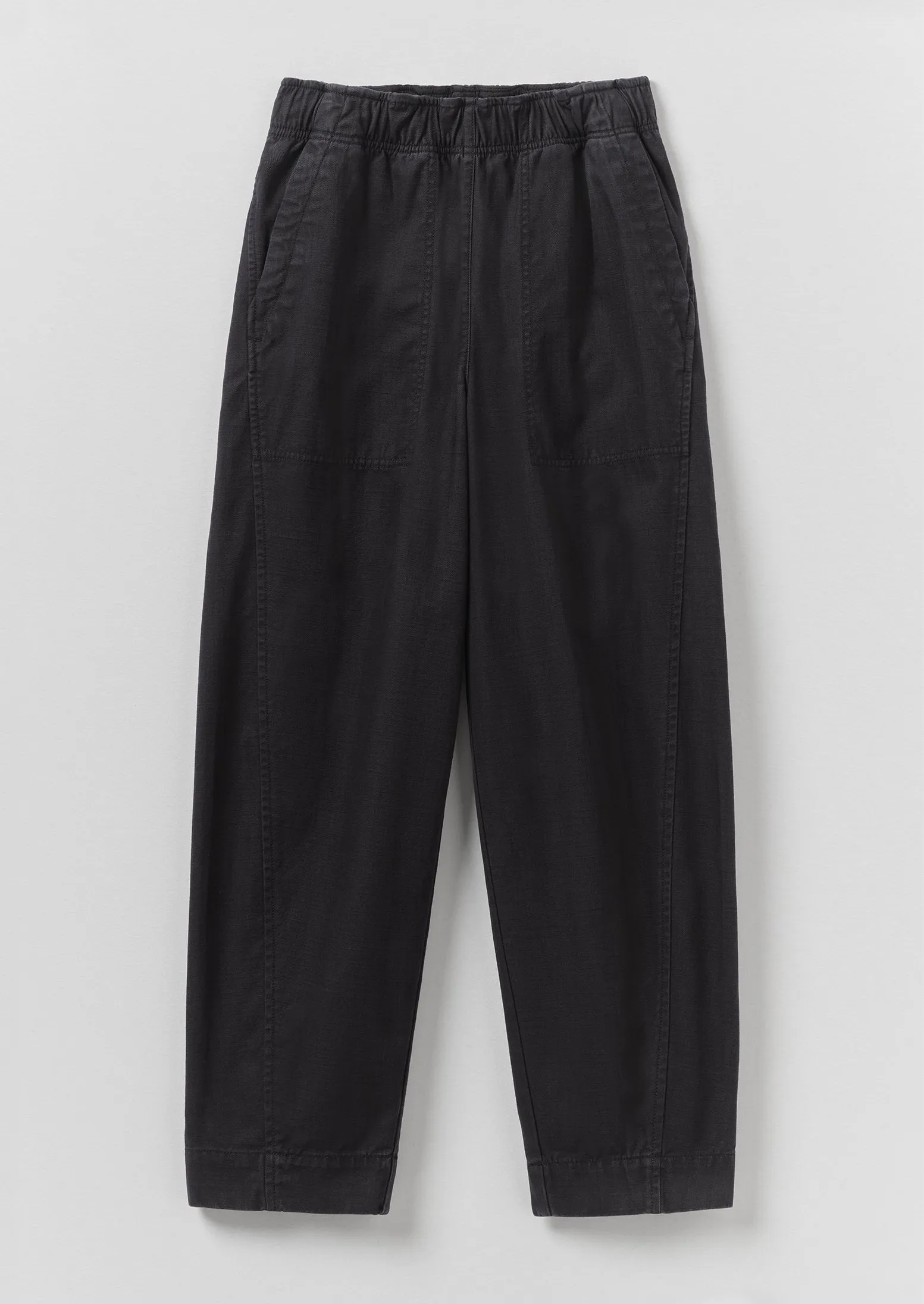 Cotton Twill Pull On Trousers | Blue Black sold by TOAST