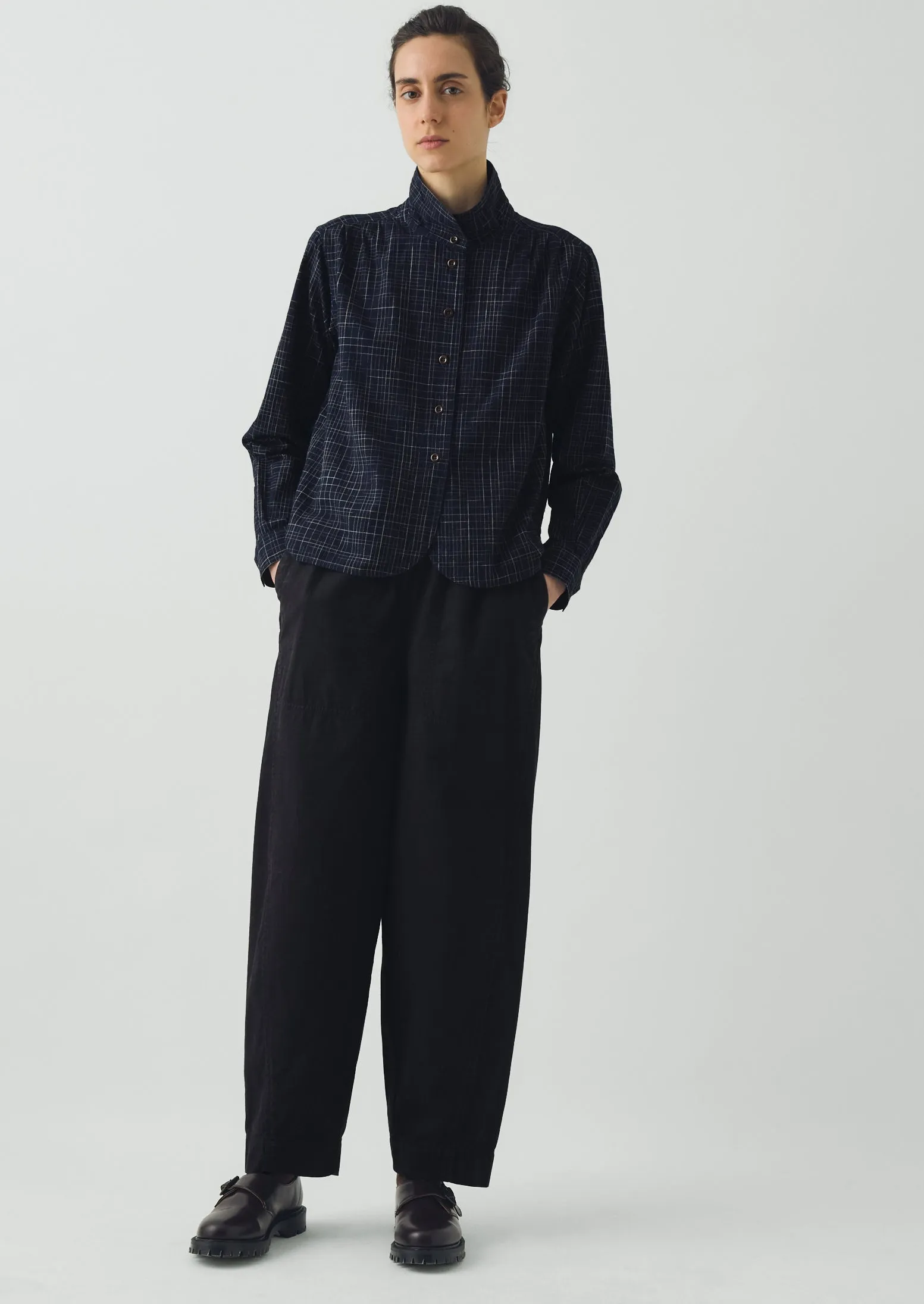 Cotton Twill Pull On Trousers | Blue Black sold by TOAST product image thumbnail 3