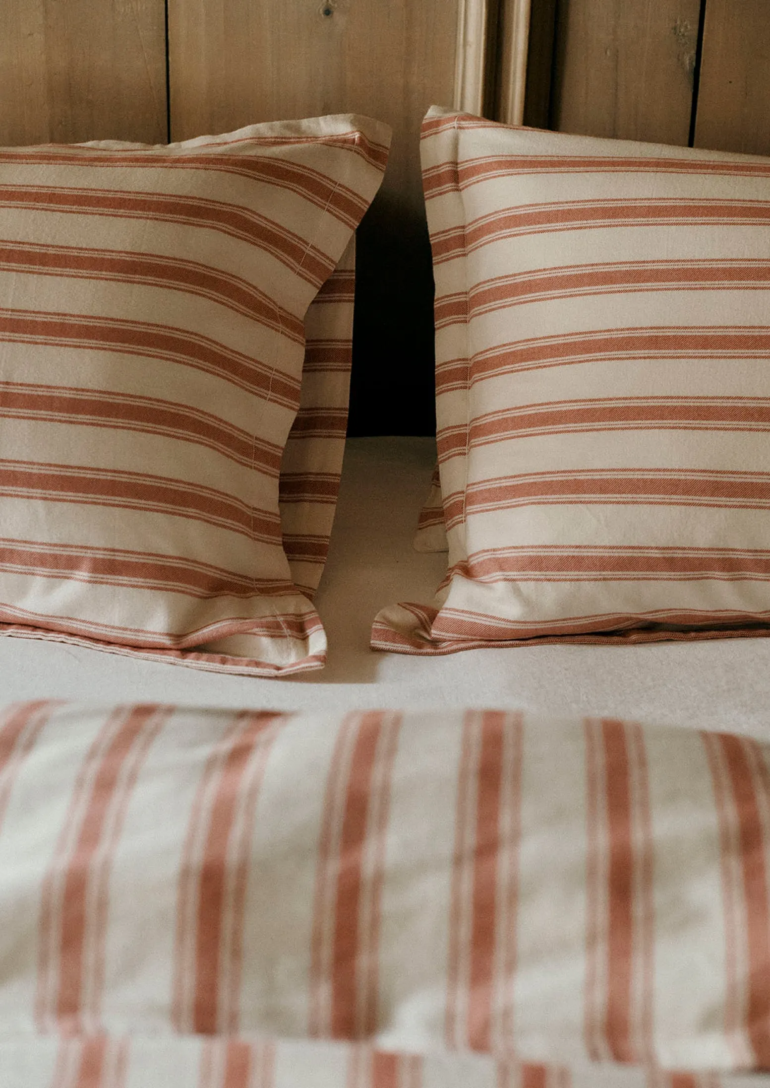 Fjord Flannel Stripe Oxford Pillowcase Set | Rosehip/Ecru sold by TOAST product image thumbnail 5