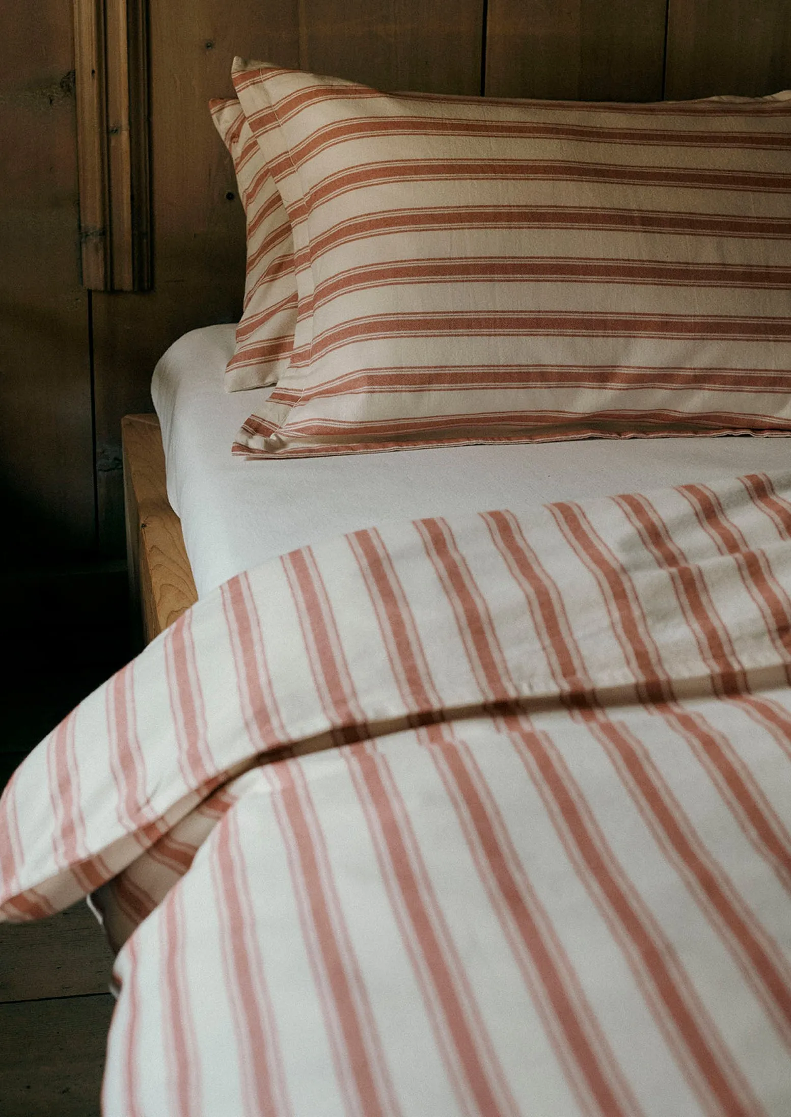 Fjord Flannel Stripe Oxford Pillowcase Set | Rosehip/Ecru sold by TOAST product image thumbnail 2
