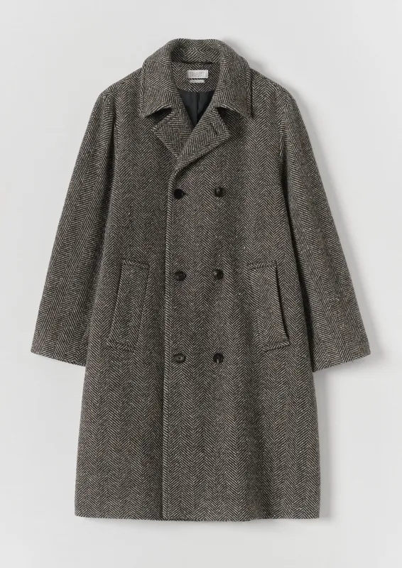 Double Breasted Wool Overcoat | Black/Natural made by TOAST
