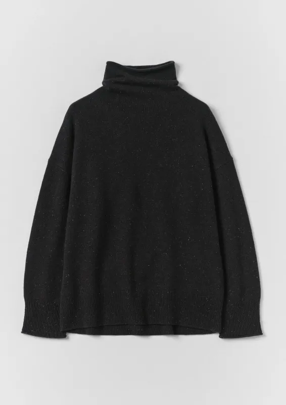 Wool Cashmere Roll Neck Sweater | Speckled Black made by TOAST