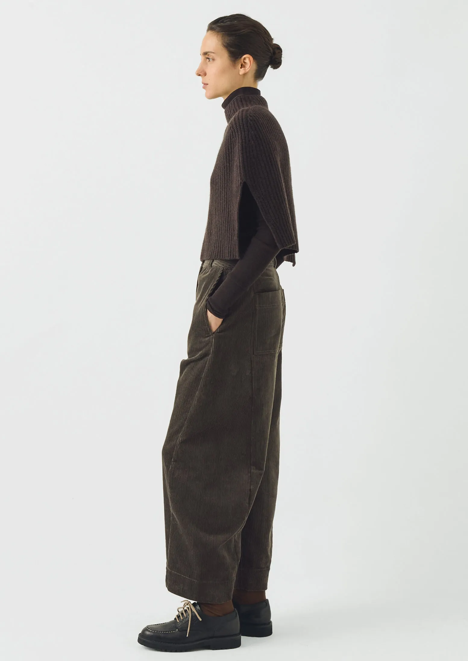 Ribbed Wool Cashmere Poncho | Brown Umber sold by TOAST product image thumbnail 4