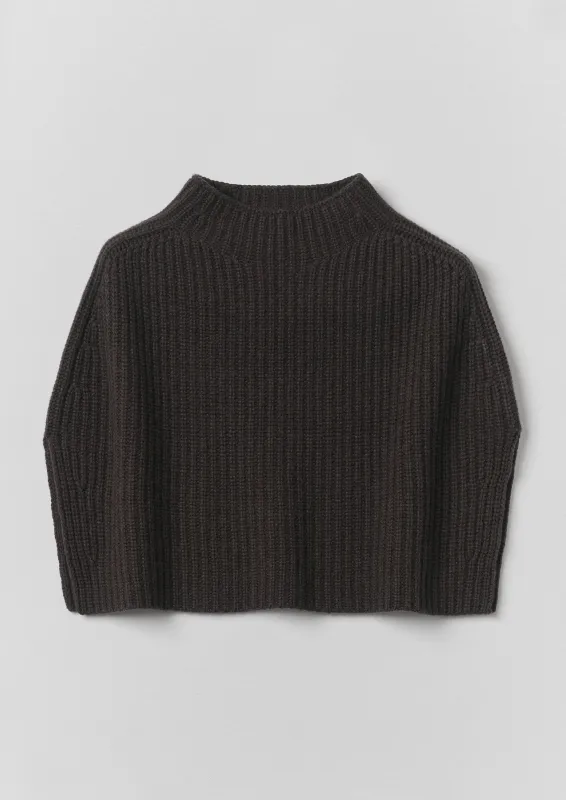 Ribbed Wool Cashmere Poncho | Brown Umber made by TOAST