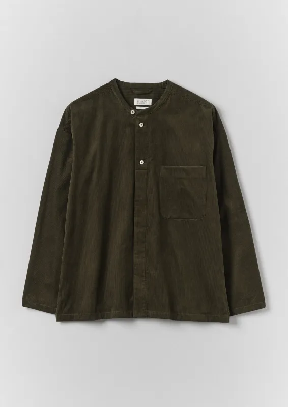 Cord Grandad Collar Shirt | Tent Green made by TOAST