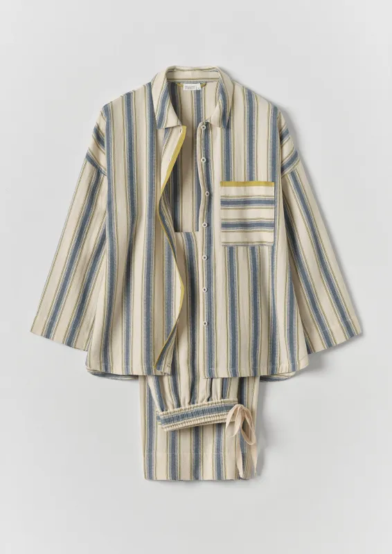 Solstice Stripe Flannel Pyjamas | Midnight/Gooseberry made by TOAST