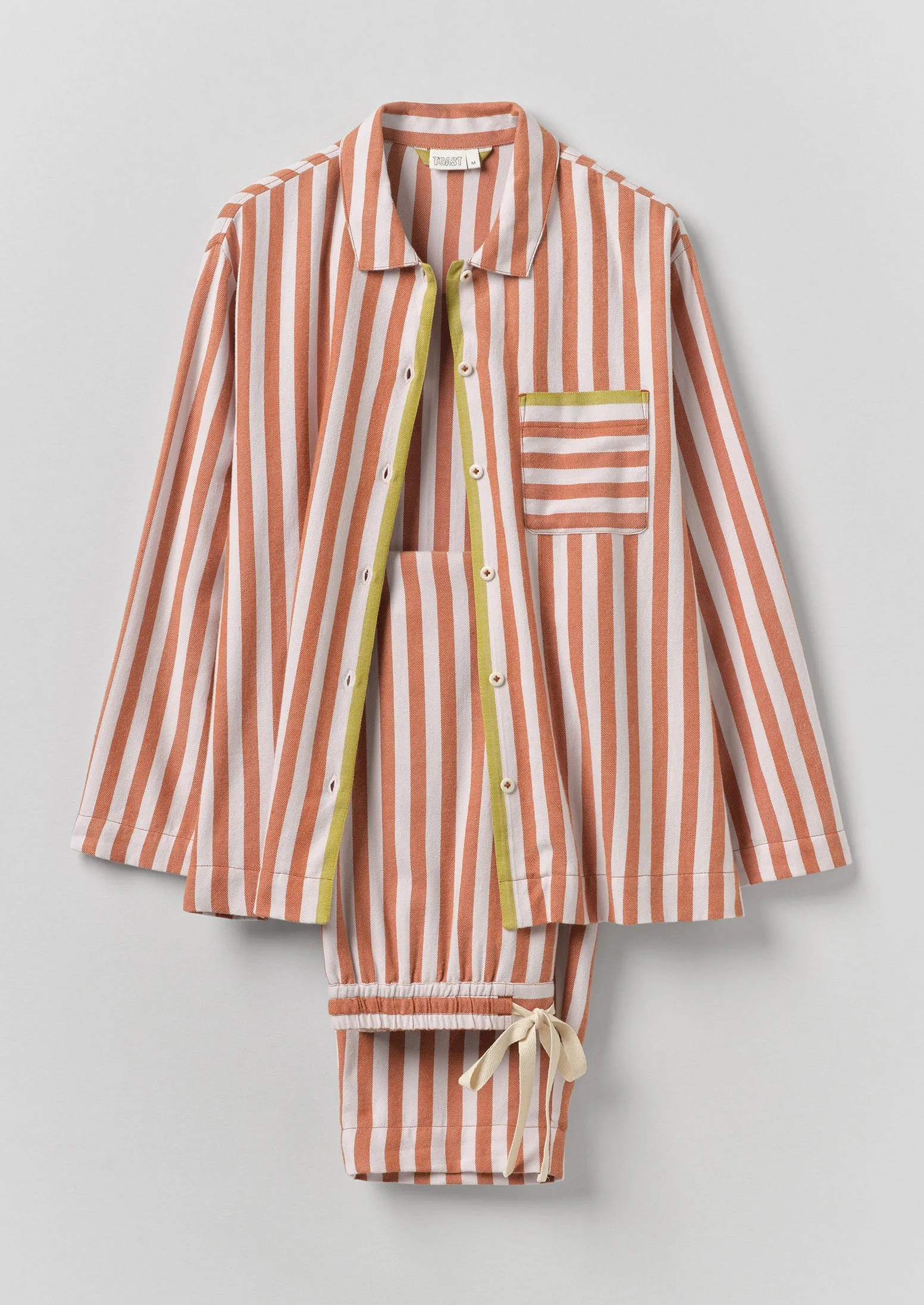 Parade Stripe Cotton Flannel Pyjamas | Cinnamon/Pale Lilac sold by TOAST