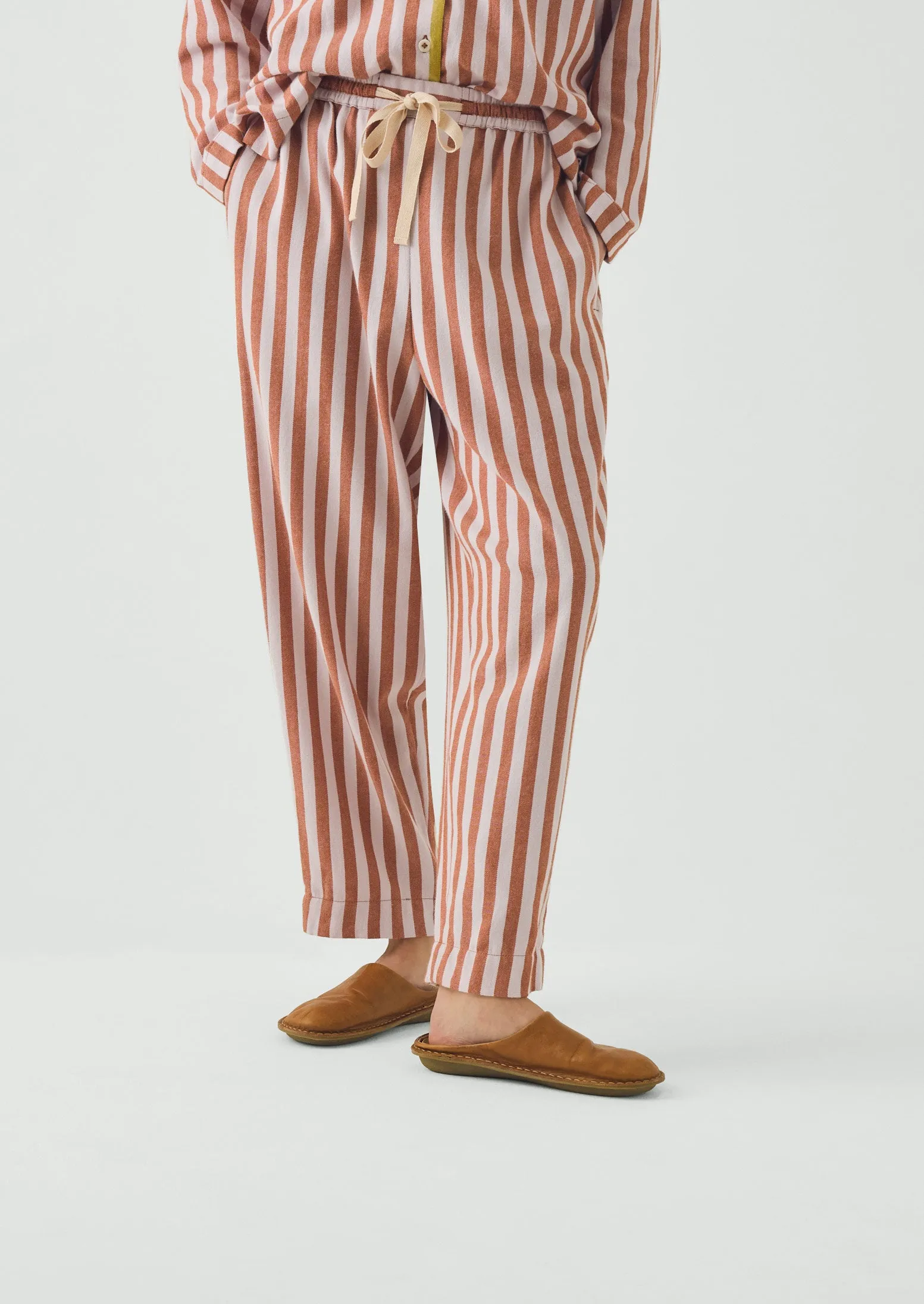 Parade Stripe Cotton Flannel Pyjamas | Cinnamon/Pale Lilac sold by TOAST product image thumbnail 5