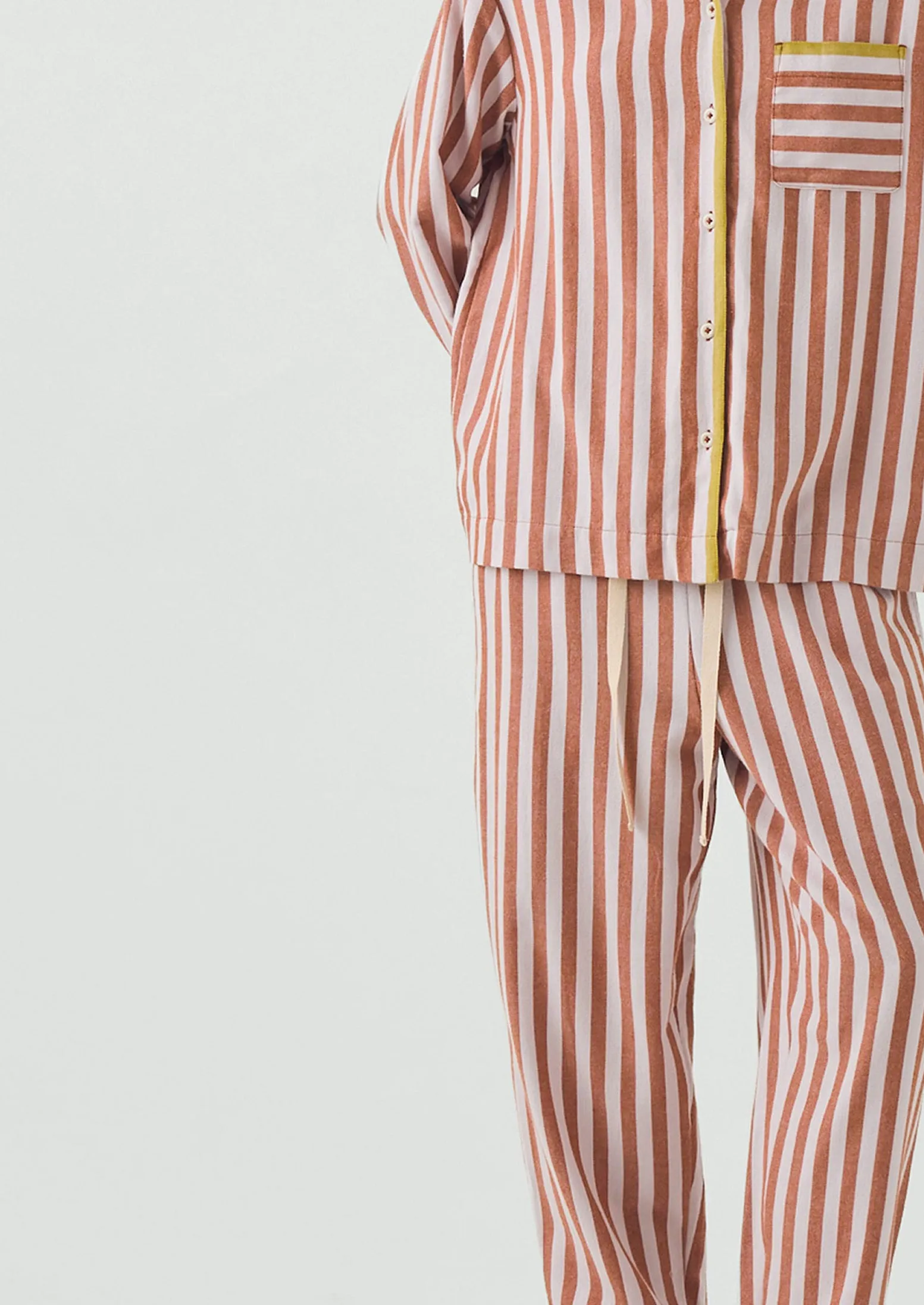 Parade Stripe Cotton Flannel Pyjamas | Cinnamon/Pale Lilac sold by TOAST product image thumbnail 3