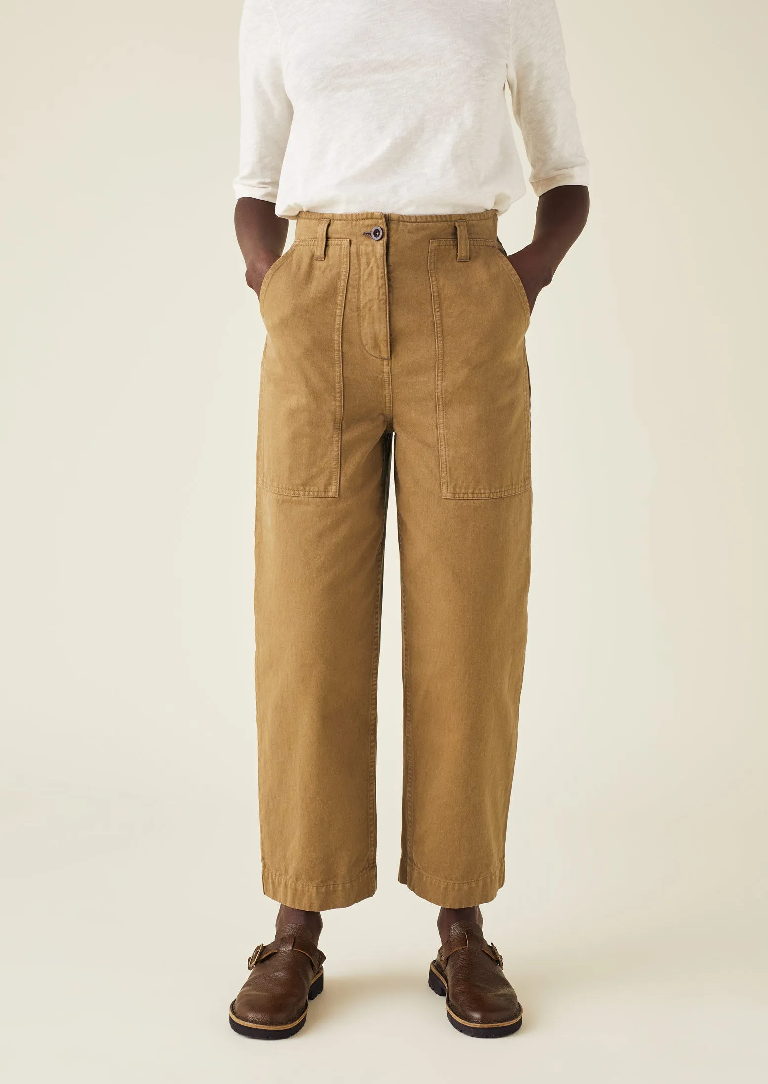 Herringbone Cotton Workwear Trousers | Walnut sold by TOAST product image thumbnail 4