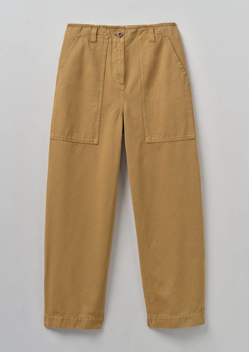 Herringbone Cotton Workwear Trousers | Walnut | Parallel