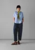 Indigo Cotton Twill Barrel Leg Trousers | Indigo sold by TOAST