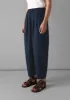 Indigo Cotton Twill Barrel Leg Trousers | Indigo sold by TOAST