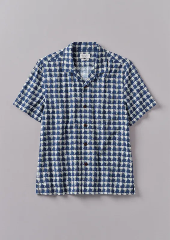 Seersucker Check Short Sleeve Shirt | Navy sold by TOAST
