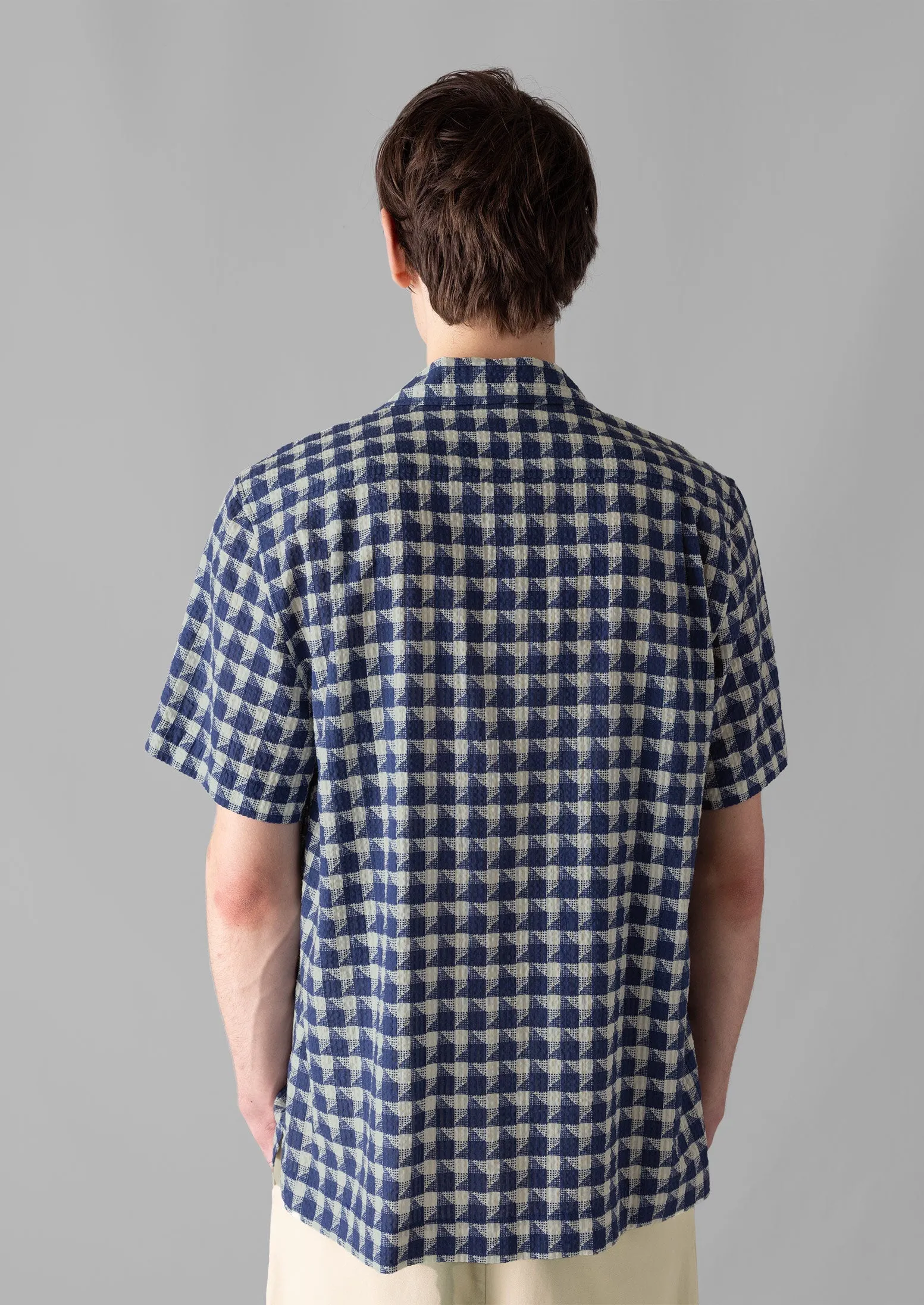 Seersucker Check Short Sleeve Shirt | Navy sold by TOAST product image thumbnail 5
