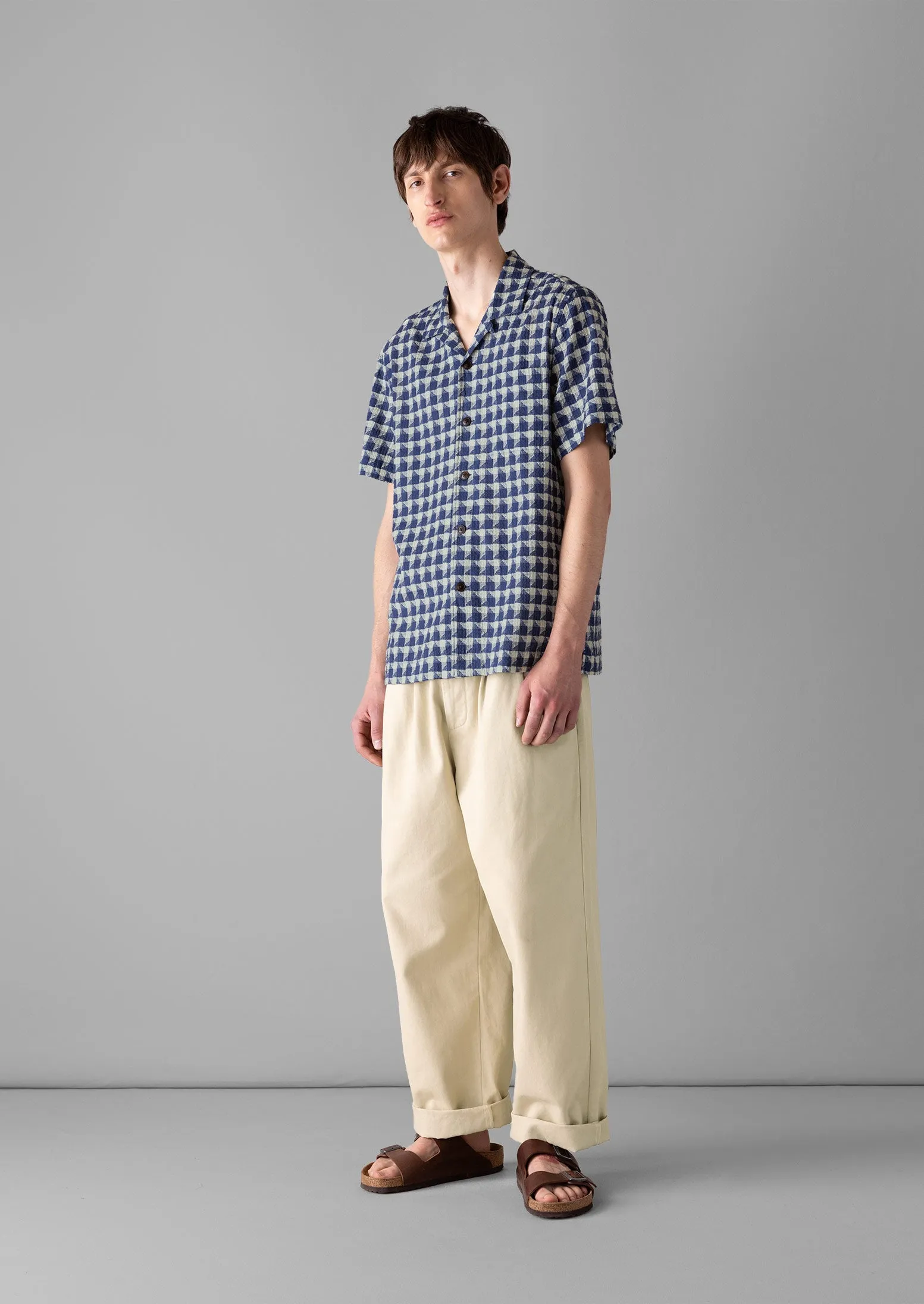 Seersucker Check Short Sleeve Shirt | Navy sold by TOAST product image thumbnail 2