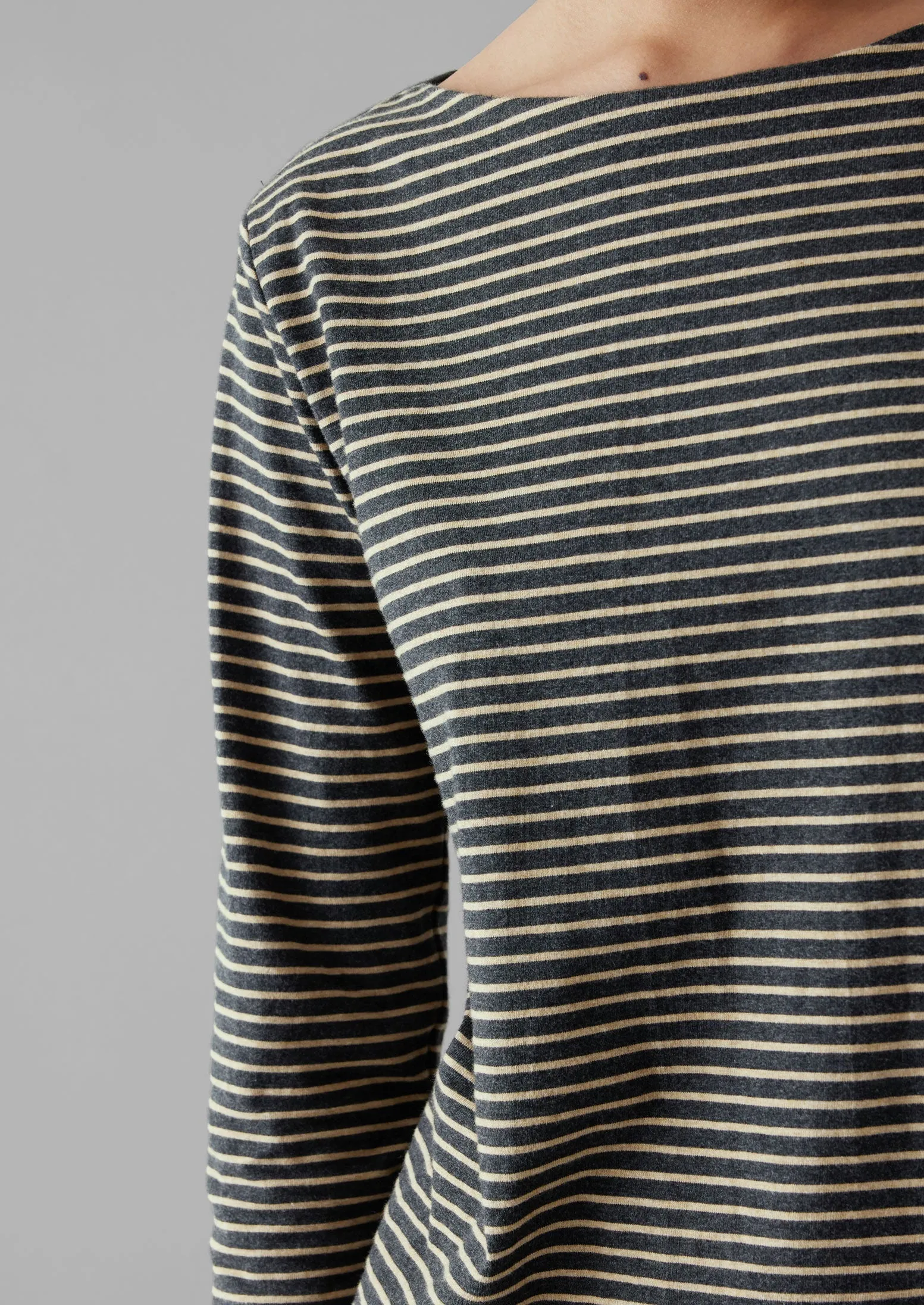 Stripe Soft Cotton Long Sleeve Tee | Grey/Sand sold by TOAST product image thumbnail 3