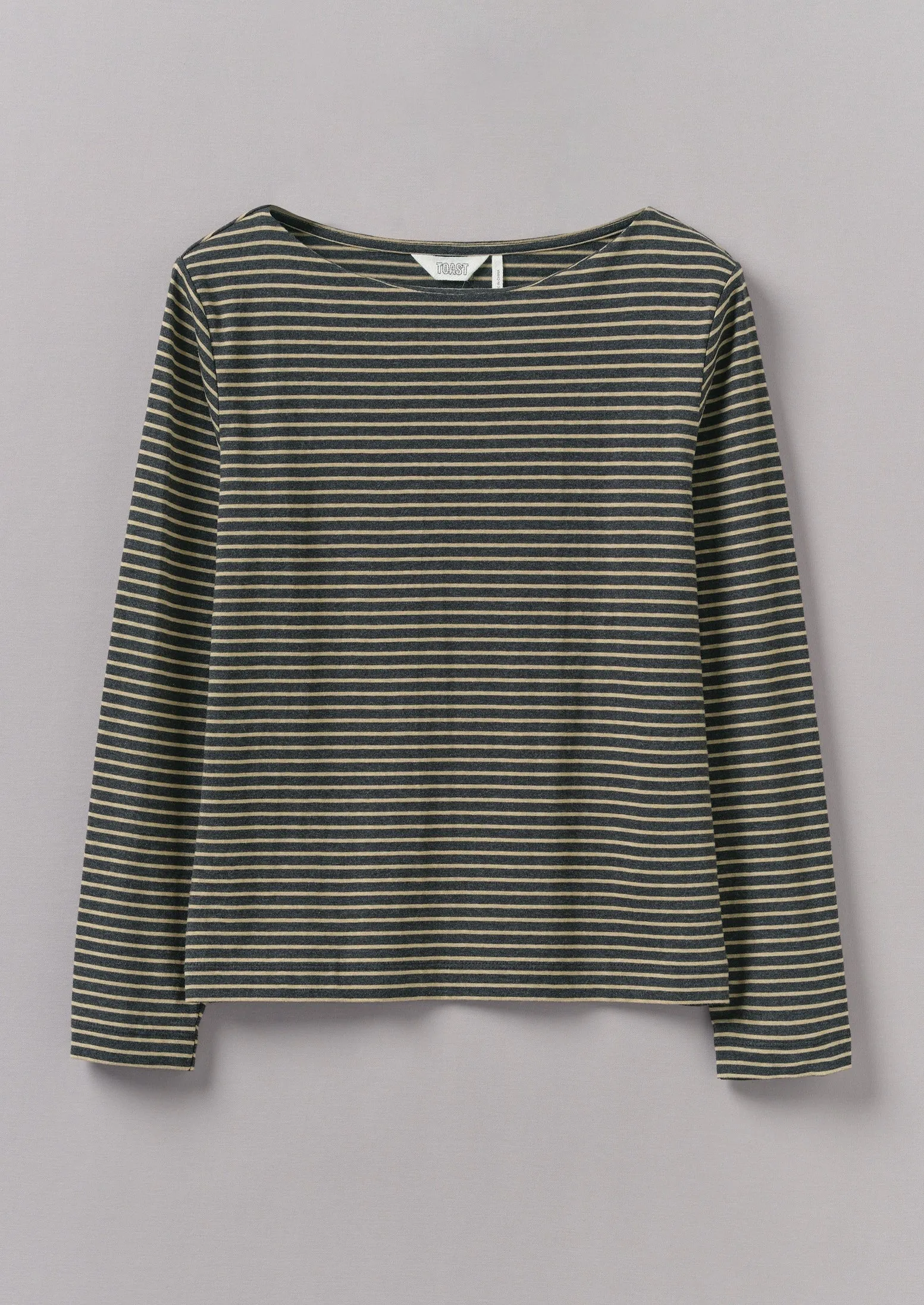 Stripe Soft Cotton Long Sleeve Tee | Grey/Sand sold by TOAST