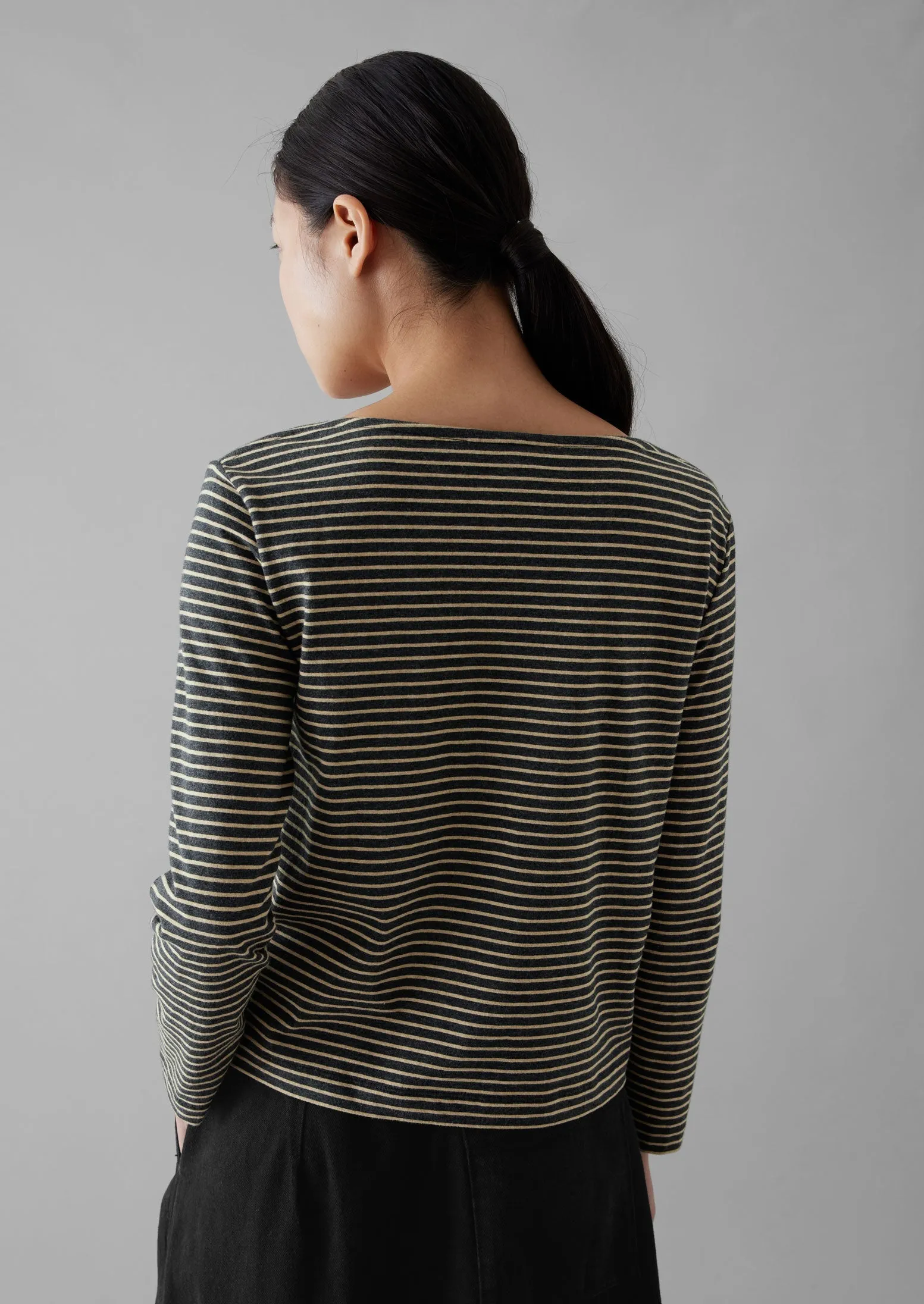 Stripe Soft Cotton Long Sleeve Tee | Grey/Sand sold by TOAST product image thumbnail 5