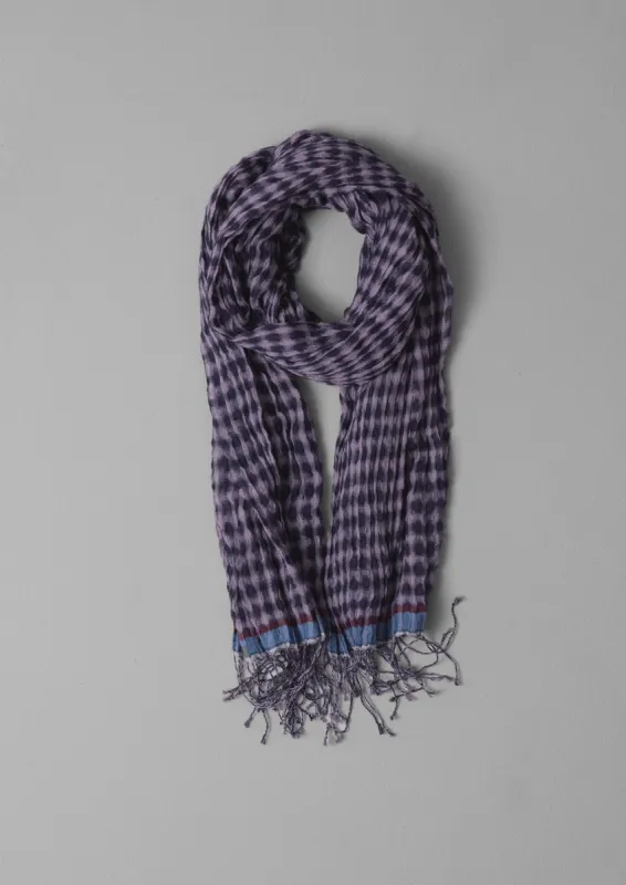 Gingham Hand Woven Scarf | Navy/Lilac sold by TOAST