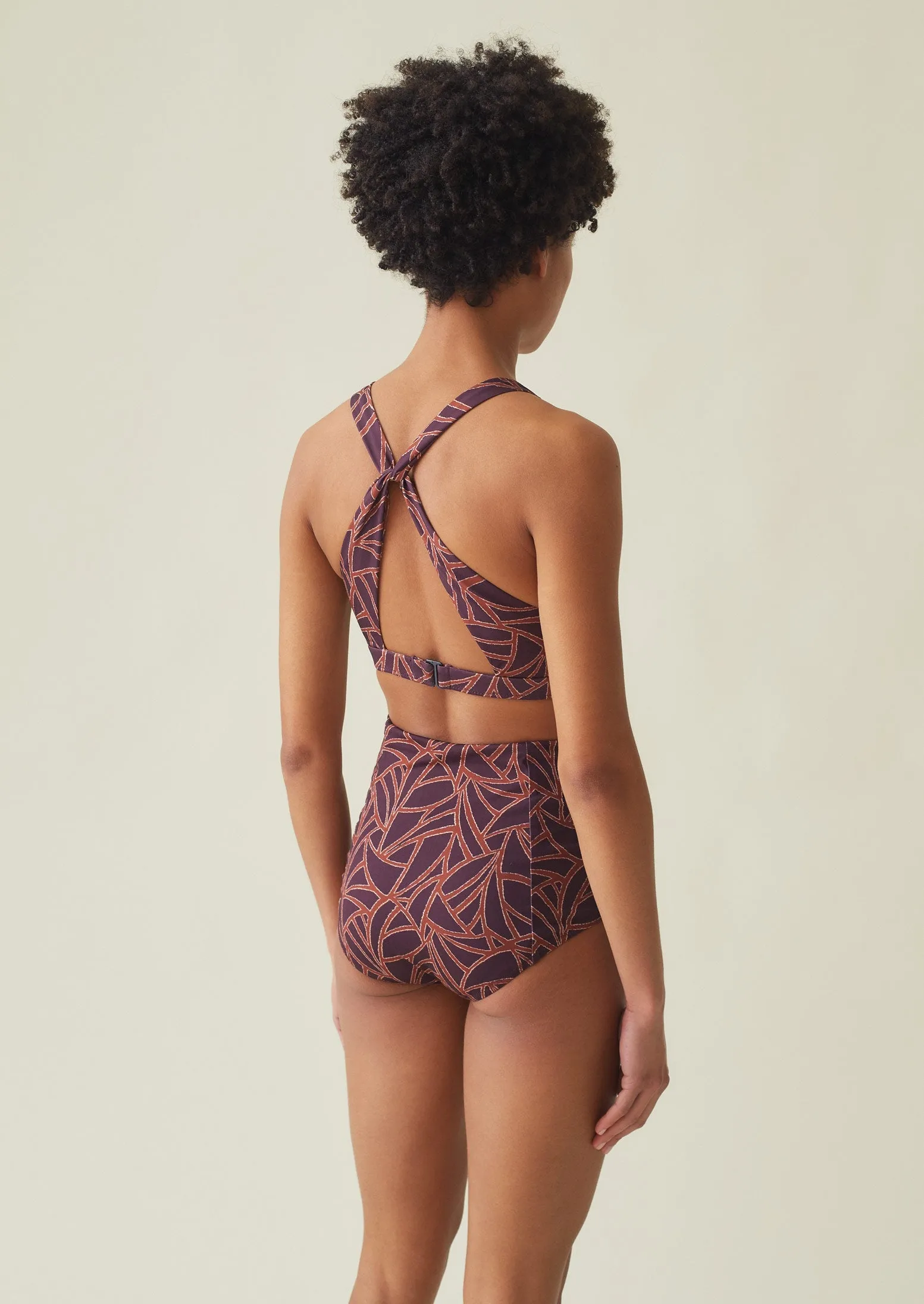 Recycled Grain Print High Bikini Bottoms | Plum sold by TOAST product image thumbnail 4