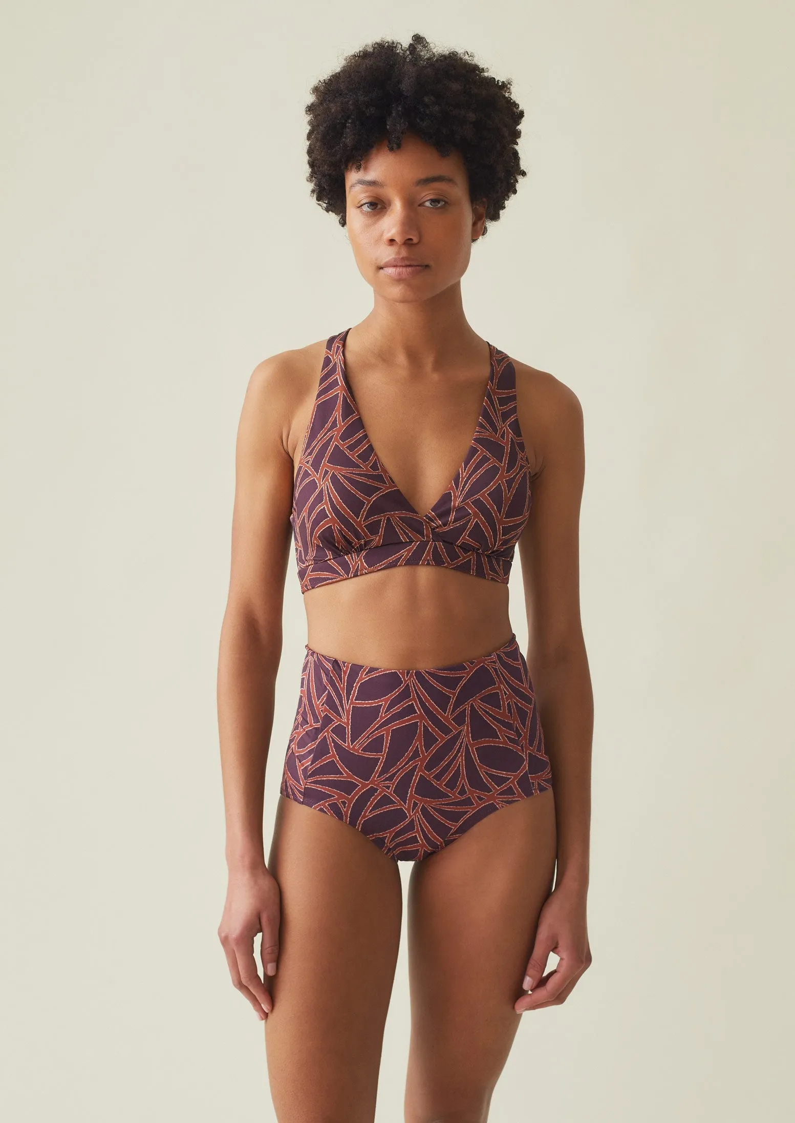 Recycled Grain Print High Bikini Bottoms | Plum sold by TOAST product image thumbnail 2