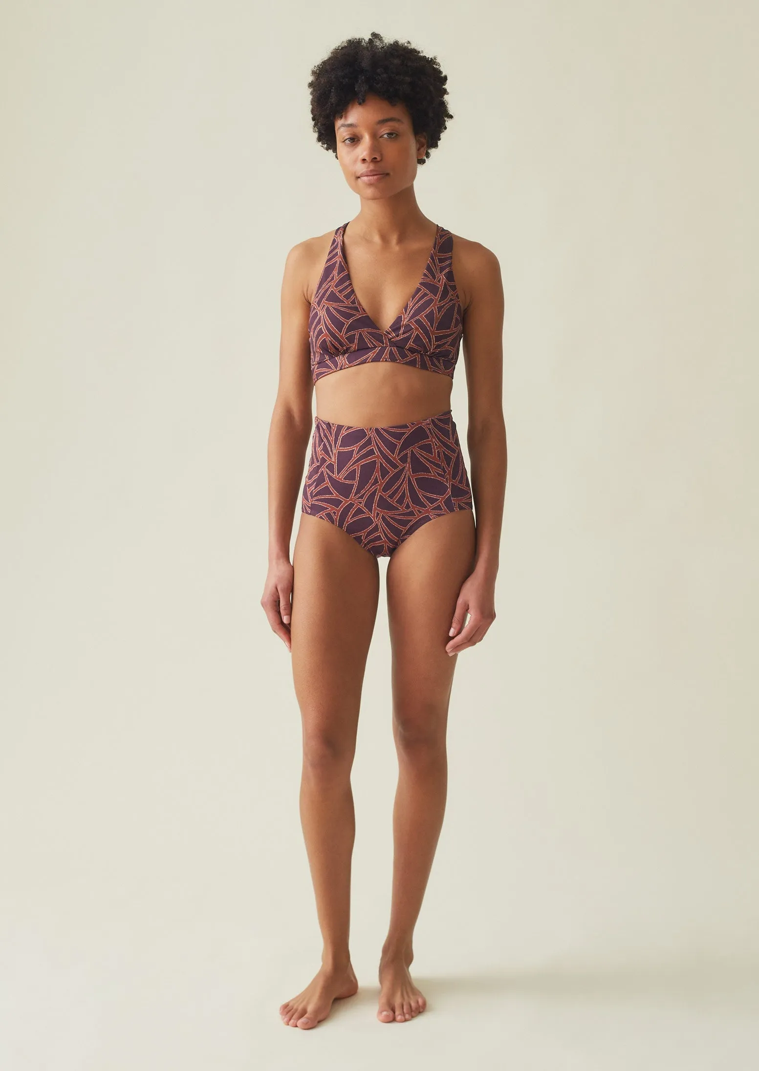 Recycled Grain Print High Bikini Bottoms | Plum sold by TOAST product image thumbnail 3